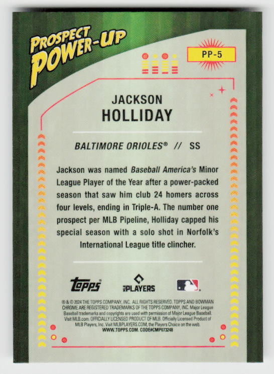 2024 Bowman #PP-5 Jackson Holliday Prospect Power-Up