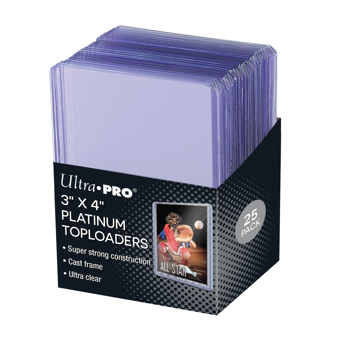 Stock image of Ultra Pro 3 x 4 in. Toploader Ultra Clear Platinum Card Protectors 25ct Pack | 25 Count. May not accurately reflect the condition of the actual product.