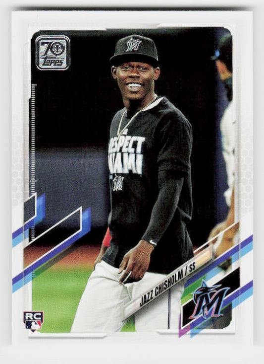 2021 Topps #538b Jazz Chisholm Wearing "Respect Miami" t-shirt