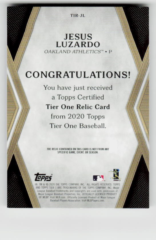 2020 Topps Tier One - Tier One Relics #T1R-JL Jesus Luzardo #/395