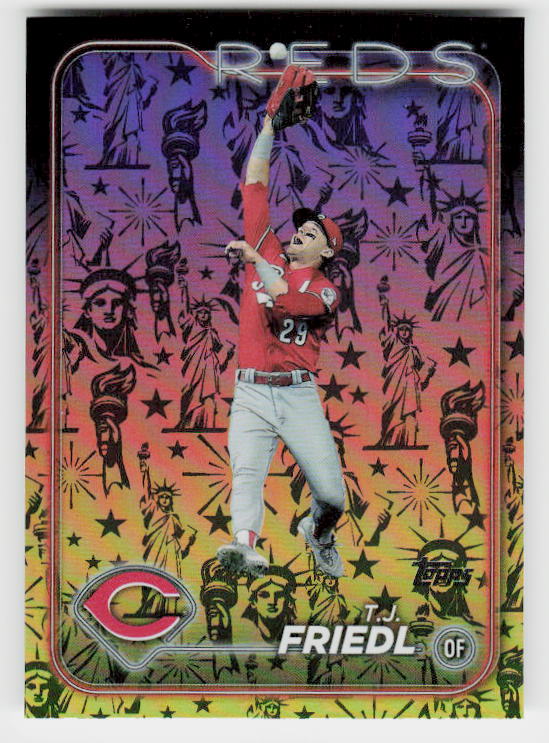 2024 Topps #534 T.J. Friedl Holiday Statue of Liberty